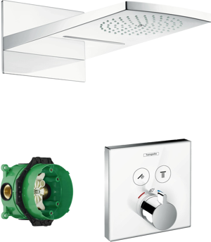 Hansgrohe Showerselect Duschsystem: Unterputz, inkl. Thermostat-Duscharmatur, Chrom und Weiß glänzend