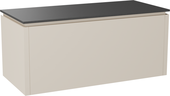 Balmani Eclips hängendes Möbelstück Set: 120 x 55 cm, Sandbeige, mit Stretto Einzel Waschtischplatte Granit poliert