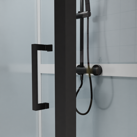 Luca Varess Talan cabine de douche avec portes pivotantes 90 x 120 cm verre transparent profil noir mat