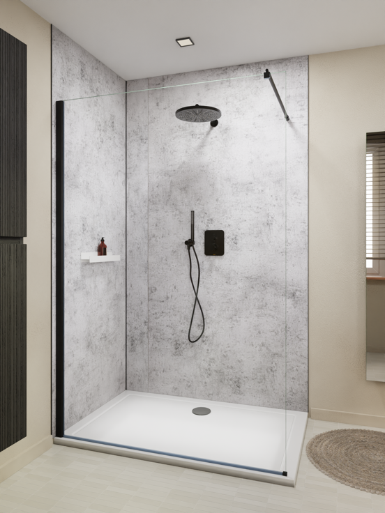 Luca Varess Artdeco revêtement mural de douche 120 x 244 cm alu-composite béton gris