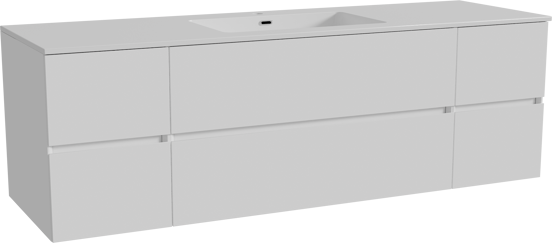 Storke Edge meuble salle de bains suspendu 165 x 52 cm blanc brillant avec Diva plan simple en marbre composite blanc brillant
