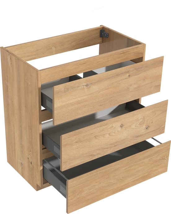 Storke Delta meuble sous-lavabo a poser 80 x 48 cm delta chêne naturel 3 tiroirs