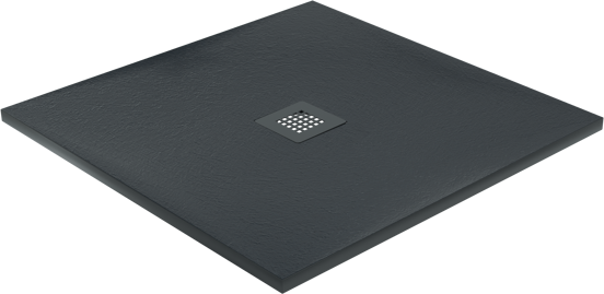 Balmani Vega douchebak 80 x 80 cm composietmarmer grafietgrijs leisteenstructuur