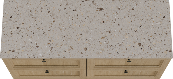 Balmani Lemon staand badkamermeubel 150 x 55 cm verweerde eik met Stretto enkel of dubbel tablet in terrazzo greige terrazzo