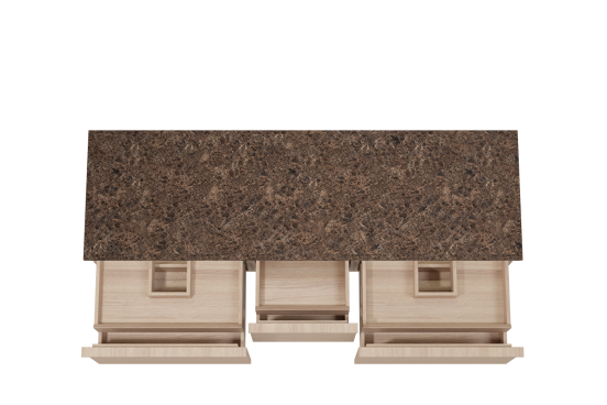 Balmani Forma zwevend badmeubel 180 x 55 cm naturel eiken met Stretto enkel of dubbel wastafelblad in marmer dark emperador, Horizontale symmetrische rechte ribbel