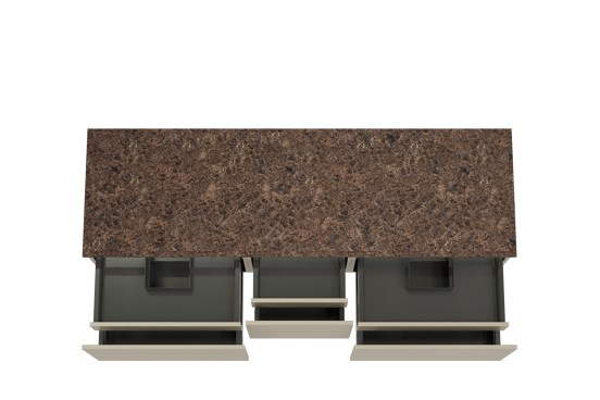 Balmani Sfera hängendes Möbelstück Set: 180 x 55 cm, Dune, mit Stretto Einzel- oder Doppel Waschtischplatte, Marmor Dark Emperador