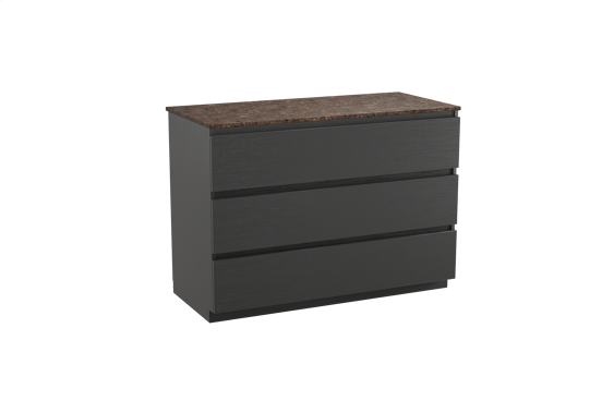 Balmani Lucida staand badkamermeubel 120 x 55 cm zwarte eik met Stretto enkel of dubbel tablet in marmer dark emperador