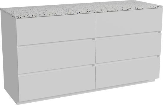 Storke Edge meuble salle de bains à poser 150 x 52 cm blanc mat avec Tavola tablette simple ou double en blanc/noir mat terrazzo