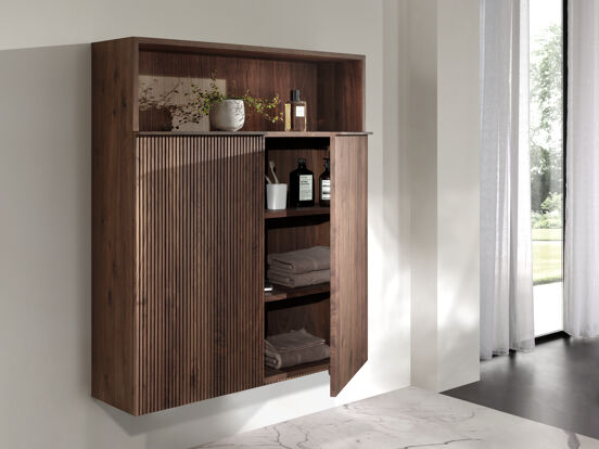 Balmani Forma Badhochschrank: Hängend, amerikanischer Nussbaum, 100 x 30 x 120 cm