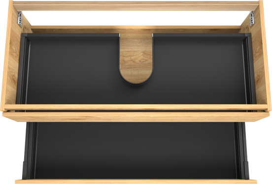 Balmani Lucida hängender Waschbeckenunterschrank: 120 x 55 cm, Eiche rustikal, 2 Schubladen