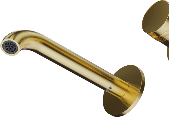 BLAUFOSS Pavilion Inbouw badkraan thermostatisch brushed gold Incl. handdoucheset incl. inbouwelement