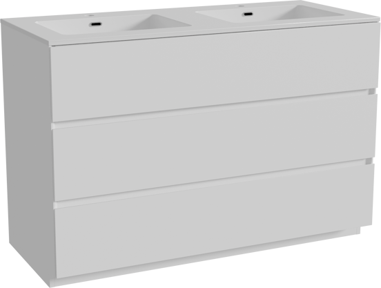 Storke Edge staand badmeubel 120 x 52 cm mat wit met Diva dubbele wastafel in composietmarmer hoogglans wit