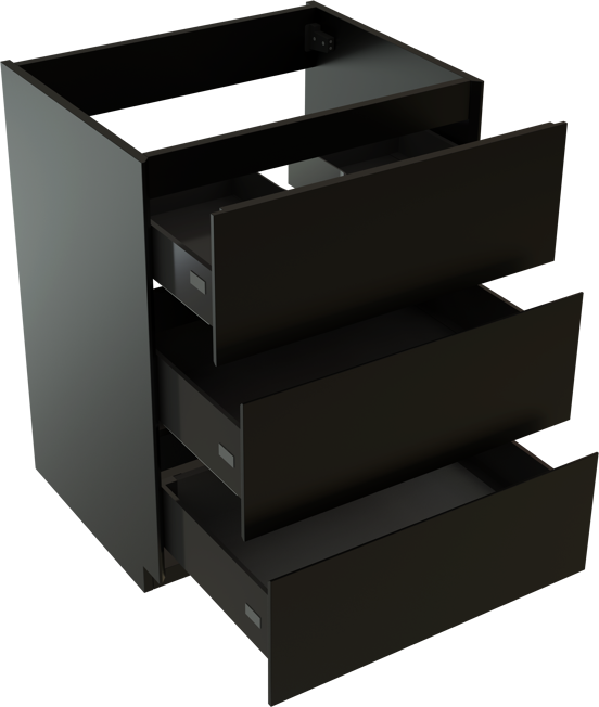 Storke Edge meuble sous-vasque a poser 65 x 52 cm noir mat 3 tiroirs