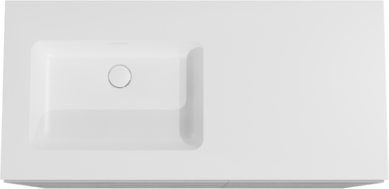 Storke Edge meuble salle de bains à poser 110 x 52 cm béton gris foncé avec Mata plan vasque asymétrique à gauche en solid surface blanc mat