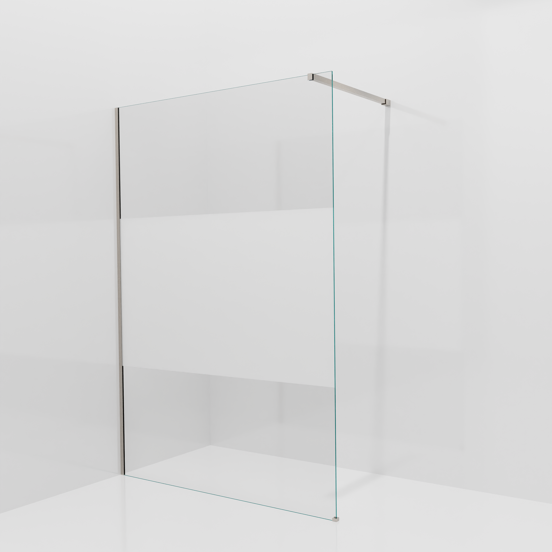 Balmani Modular douche à l'italienne: 140 x 200 cm, Verre transparent avec bande matte, Profil Brushed CoolMetal