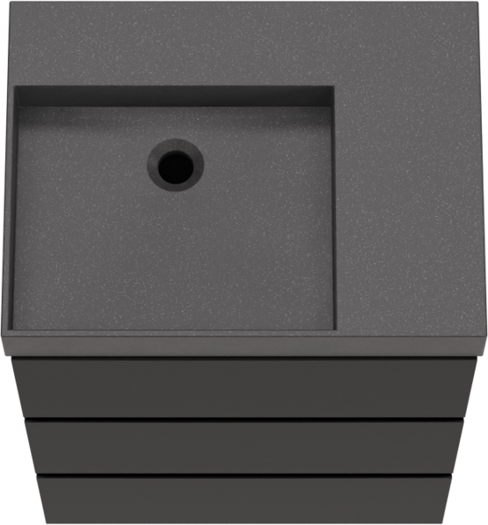 Storke Edge meuble salle de bains à poser 60 x 46 cm noir mat avec Jura vasque asymétrique gauche en quartz noir mat