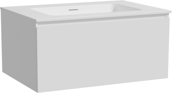 Storke Edge zwevend badkamermeubel 75 x 52 cm glanzend wit met Mata enkele wastafel in solid surface mat wit
