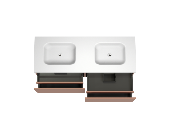 Balmani Sfera hängendes Möbelstück Set: 150 x 55 cm, Cotto, mit Tablo Arcato Doppelwaschtisch, Solid Surface Weiß matt