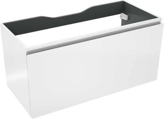 Linie Lado hängender Waschbeckenunterschrank: 100 x 46 cm, Weiß glänzend, 1 Schublade