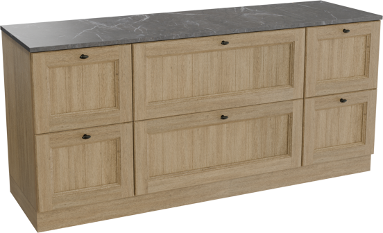 Balmani Lemon staand badmeubel 180 x 55 cm verweerd eiken met Stretto enkel of dubbel wastafelblad in marmer pietra grey