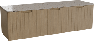 Balmani Adagio meuble salle de bains suspendu 180 x 55 cm chêne vieilli avec Stretto tablette simple ou double en terrazzo greige terrazzo