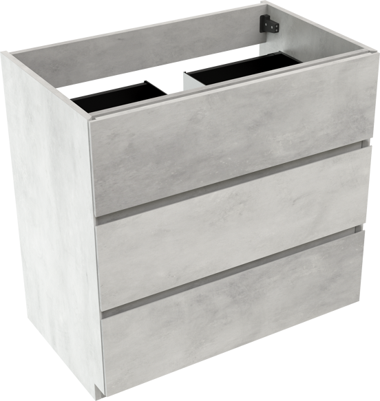 Storke Edge staande wastafelonderkast 85 x 52 cm beton zilvergrijs 3 lades