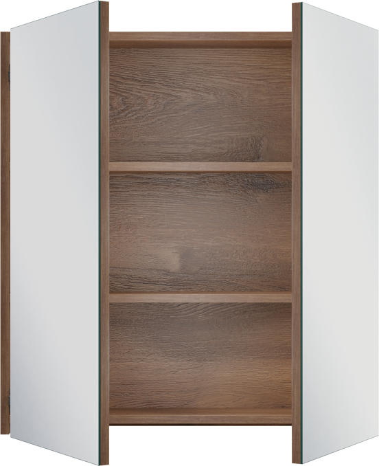 Linie Montro Spiegelschrank Bad: 70 x 75 cm, braune Eiche