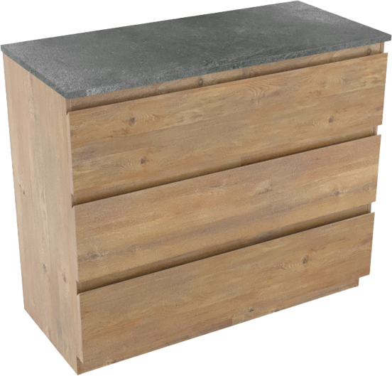 Linie Lado meuble salle de bains à poser 100 x 46 cm chêne naturel avec Lado tablette simple ou double en mélaminé ardoise gris