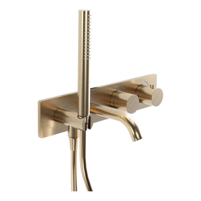 Blaufoss Round robinet de bain robinet thermostatique montage mural encastré Brushed Champagne Gold incl élément intégré