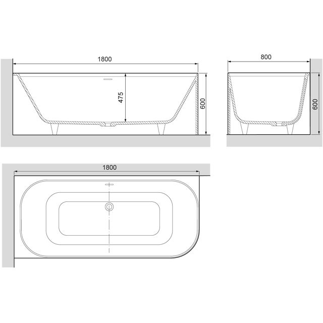 Vaarwel straal pakket Balmani Finla 180 x 80 cm Solid Surface Mat wit Hoekbad | X²O Badkamers
