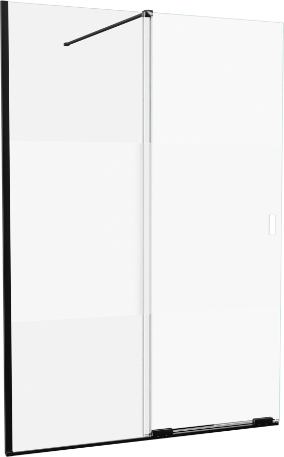 Balmani Move inloopdouche met beweegbare wand 140 x 200 cm, links helder glas mat zwart profiel