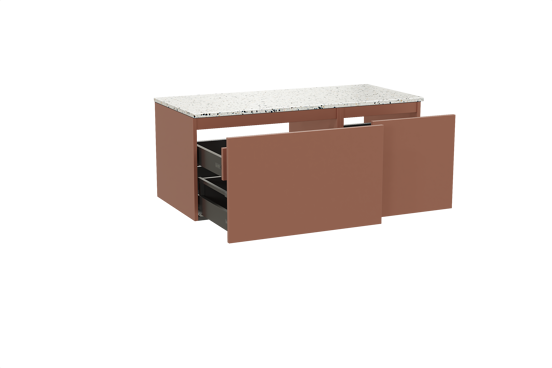 Balmani Sfera meuble salle de bains suspendu 120 x 55 cm cotto avec Stretto tablette simple ou double en blanc/noir mat terrazzo
