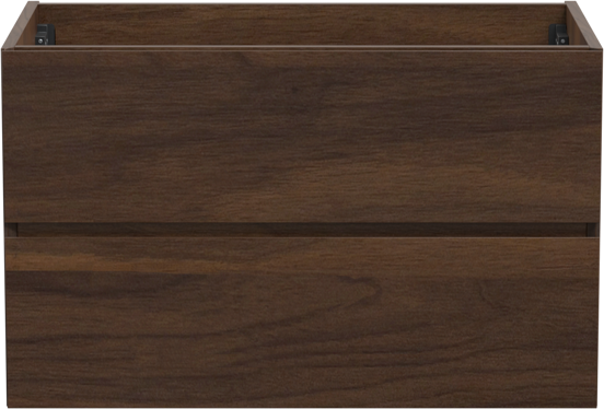 Storke Edge zwevende wastafelonderkast 85 x 52 cm notenhout 2 lades