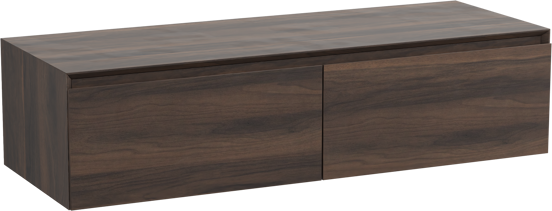 Storke Edge Modulo zwevende wastafelonderkast 130 x 48 cm notenhout 2 lades