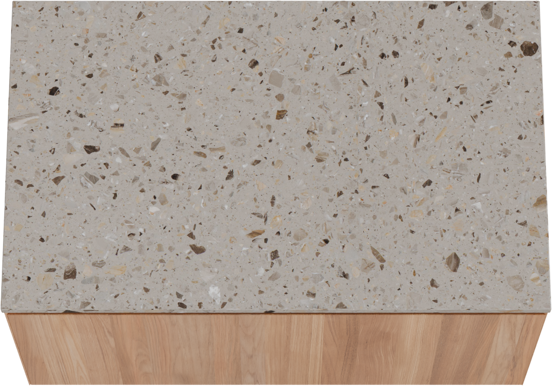 Balmani Idra hängendes Möbelstück Set: 90 x 55 cm, Teak, mit Stretto Einzel Waschtischplatte, Terrazzo in Greige