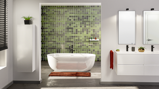 Luca Varess Mercuria Ovale Freistehende Badewanne: 170 x 76 cm, Acryl, Weiß glänzend