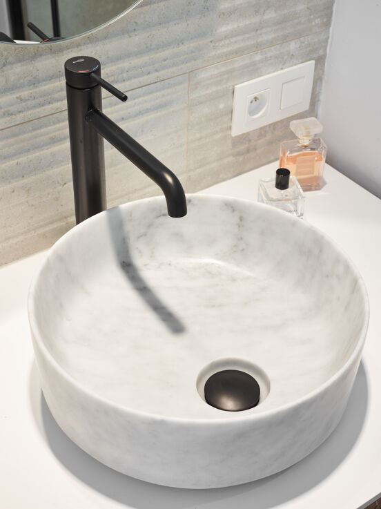 Balmani Fato vasque à poser marbre carrare rond Ø 37,5 cm