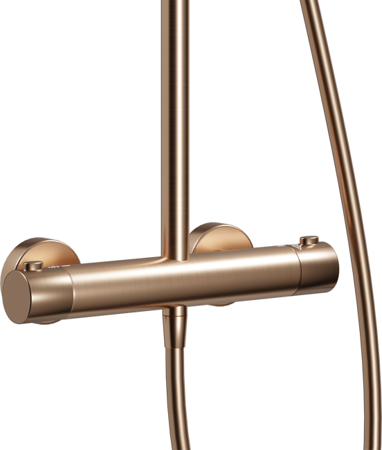 Linie Neptunus Regendusche Duschsystem mit Thermostatbatterie: Wandmontage, Brushed Rosegold