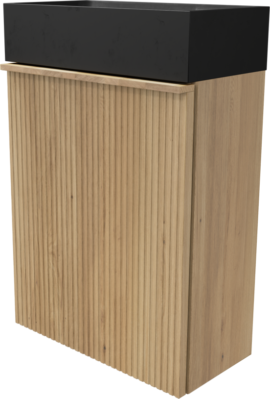 Balmani Forma hängendes Badmöbel Set (Gäste WC): 42 x 21 cm, Eiche Natur, Dama Waschtisch, poliertem Granit