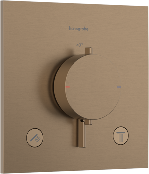 Hansgrohe Ecostat Comfort E Thermostat-Duscharmatur: Unterputz, für 2 Verbraucher, Brushed Bronze