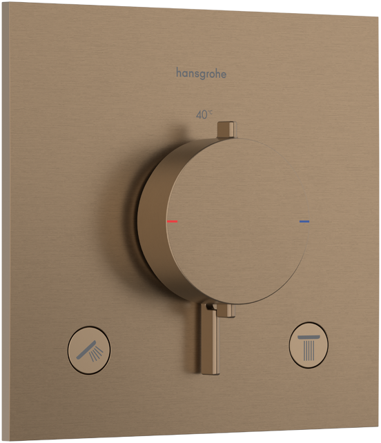 Hansgrohe Ecostat Comfort E Thermostat-Duscharmatur: Unterputz, für 2 Verbraucher, Brushed Bronze