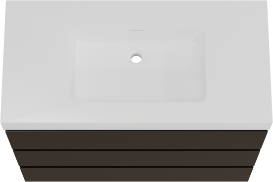 Storke Edge staand badkamermeubel 105 x 52 cm mat zwart met Mata High enkele wastafel in solid surface mat wit