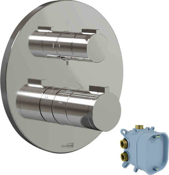 Blaufoss Smartbox Round thermostatische inbouw douchekraan 2 functies glanzend chroom