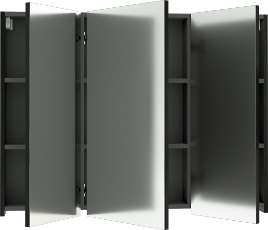 Linie Montro Spiegelschrank Bad: 100 x 75 cm, Schwarz matt