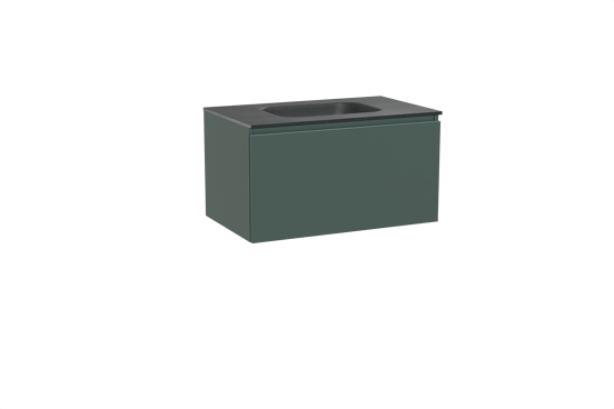 Balmani Sfera meuble salle de bains suspendu 90 x 55 cm forest avec Tablo Arcato plan simple en granit noir