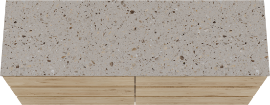 Balmani Lucida staand badkamermeubel 180 x 55 cm ruwe eik met Stretto enkel of dubbel tablet in terrazzo greige terrazzo