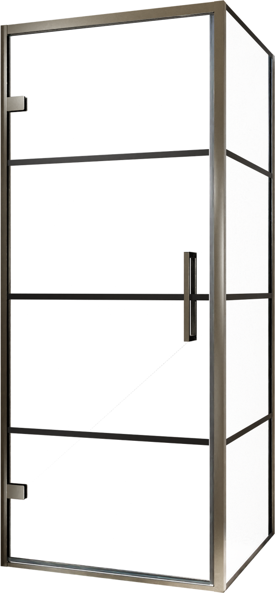 Balmani Senses Design douchehoek met linkse draaideur en vaste zijwand, 90 x 100 cm, Lined, Brushed GunMetal profielen, met coating