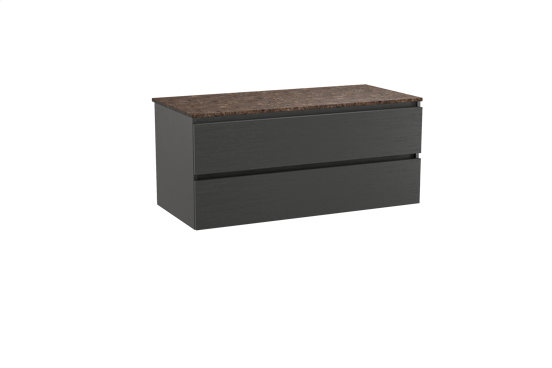 Balmani Lucida meuble salle de bains suspendu 120 x 55 cm chêne noir avec Stretto tablette simple ou double en marbre dark emperador