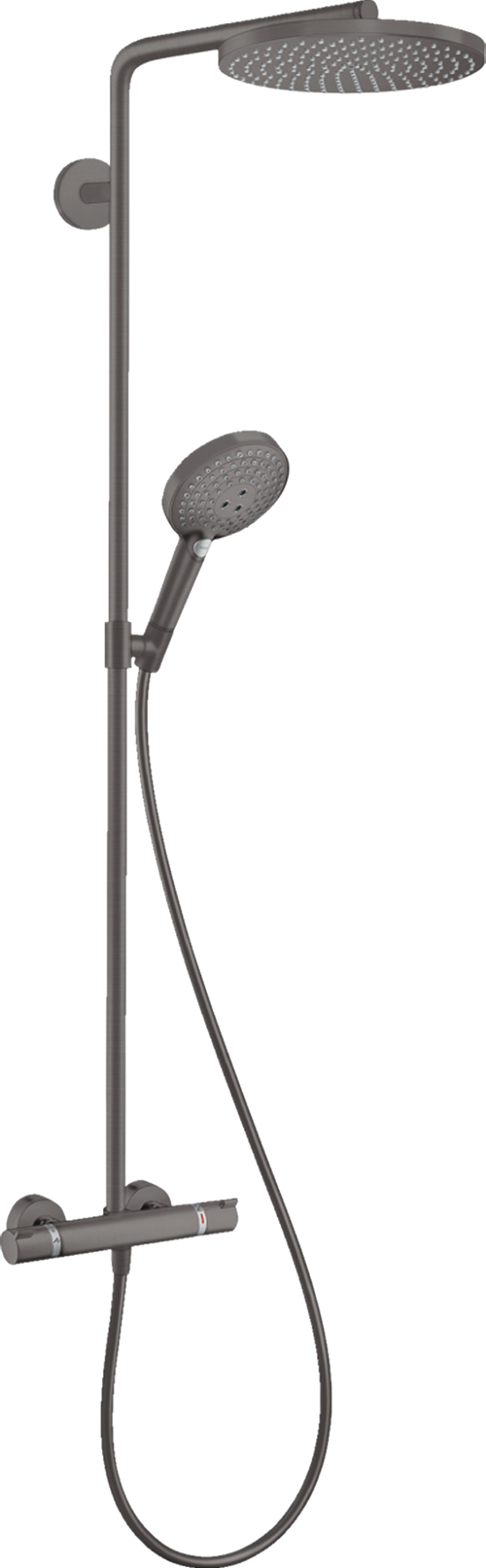Hansgrohe Raindance S240 Regendusche Duschsystem mit Thermostatbatterie: Wandmontage, Brushed Black Chrome