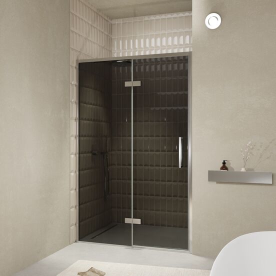 Balmani Senses Design douche draaideur links 140 cm x 210 cm Rookglas, Chroom profielen, met coating